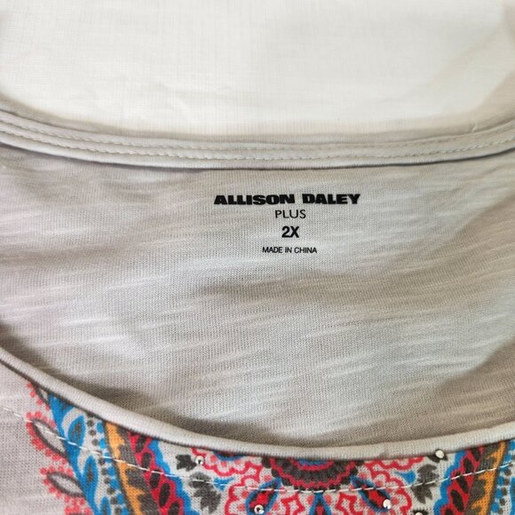 Allison Daley Women's Floral Top  Blouse Boho Plus Size 2X Light Green NWT (11) - Picture 7 of 11